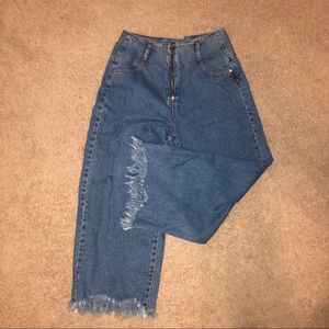 High waisted cropped wide leg jeans